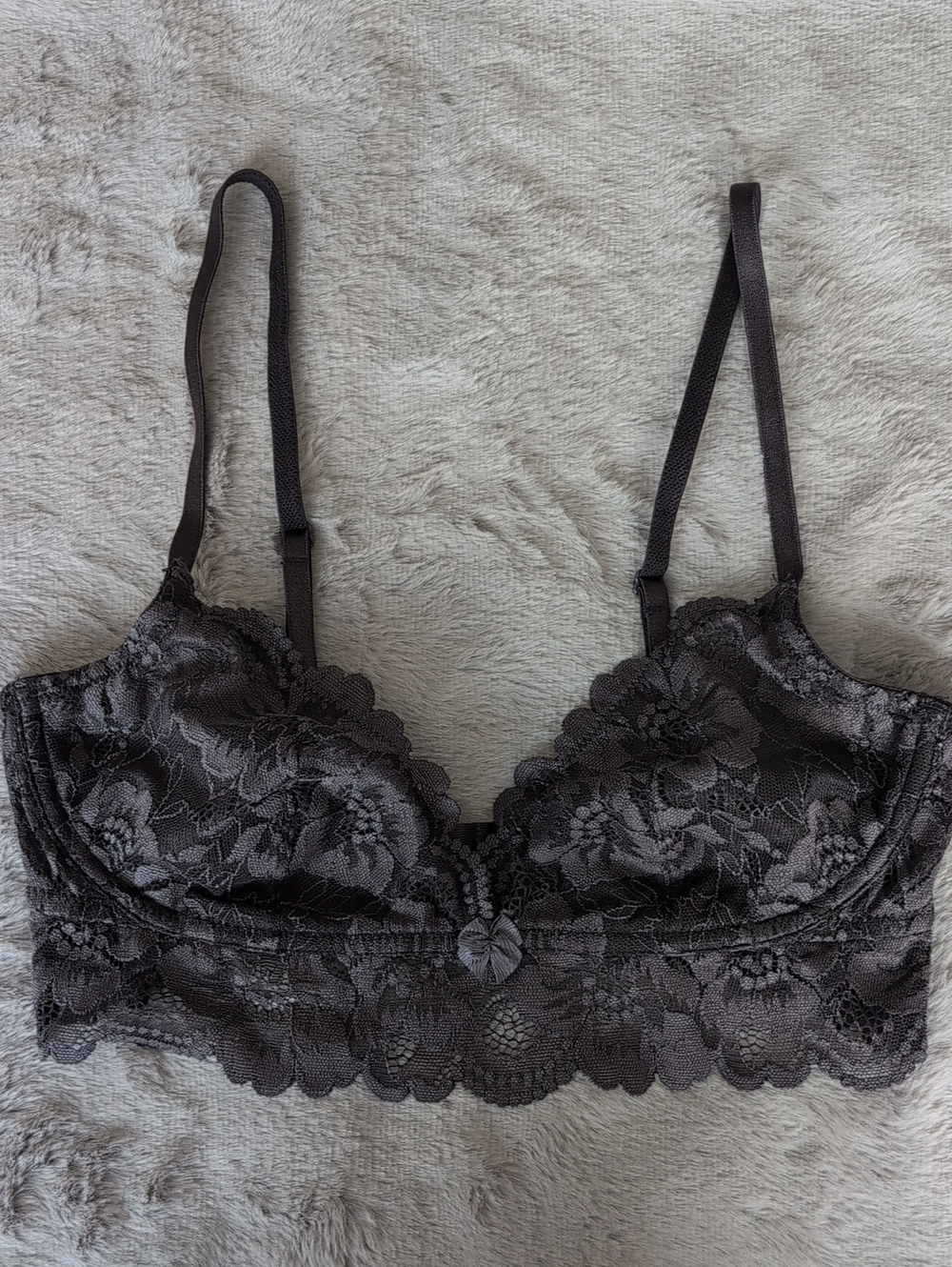 Lace Underwire Bralette in Dark Gray